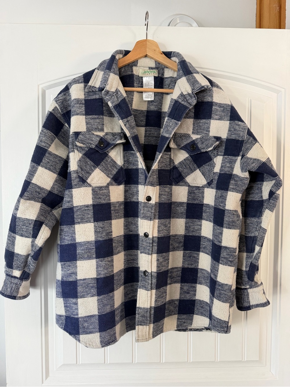 Ash Creek Trading Plaid Field Jacket Navy Cream Size XL Outdoor Buffalo Shacket